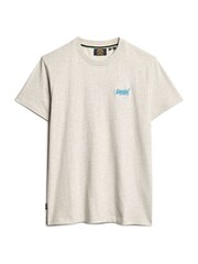 Superdry Lightning Grey Blue Vintage Embroidered 100% Cotton T-Shirt - Image 4 of 5