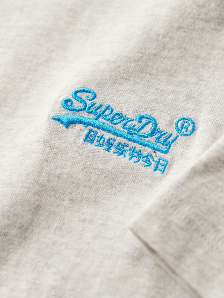 Superdry Lightning Grey Blue Vintage Embroidered 100% Cotton T-Shirt - Image 5 of 5