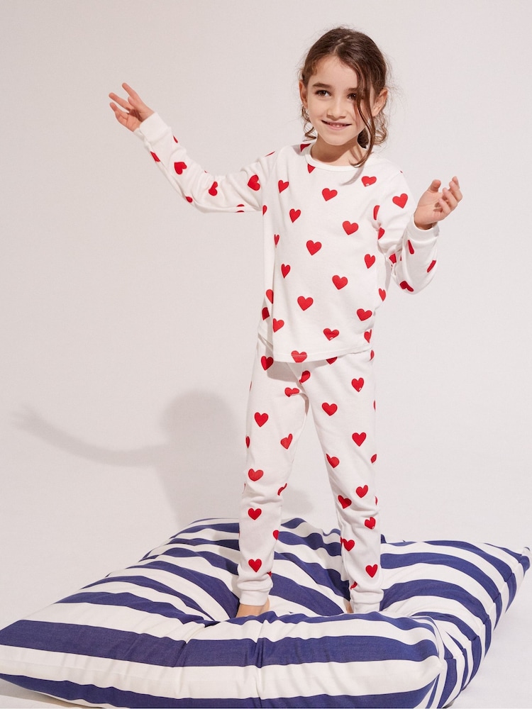 Petit Bateau White Heart 100% Cotton Pyjamas - Image 1 of 7
