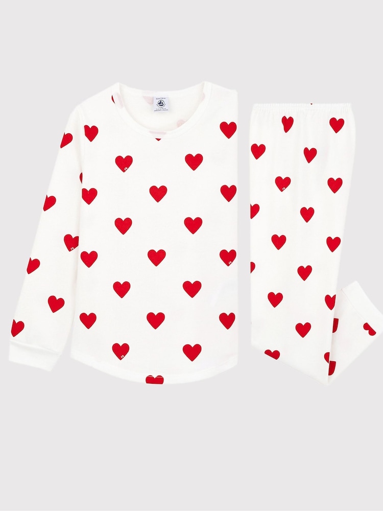 Petit Bateau White Heart 100% Cotton Pyjamas - Image 3 of 7