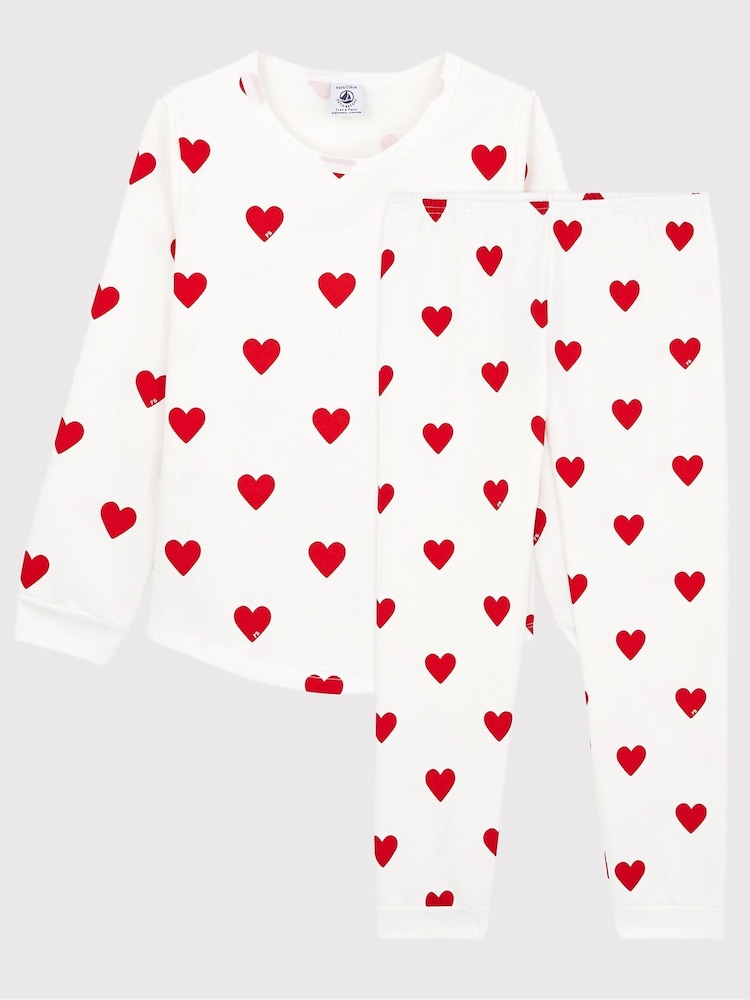 Petit Bateau White Heart 100% Cotton Pyjamas - Image 5 of 7