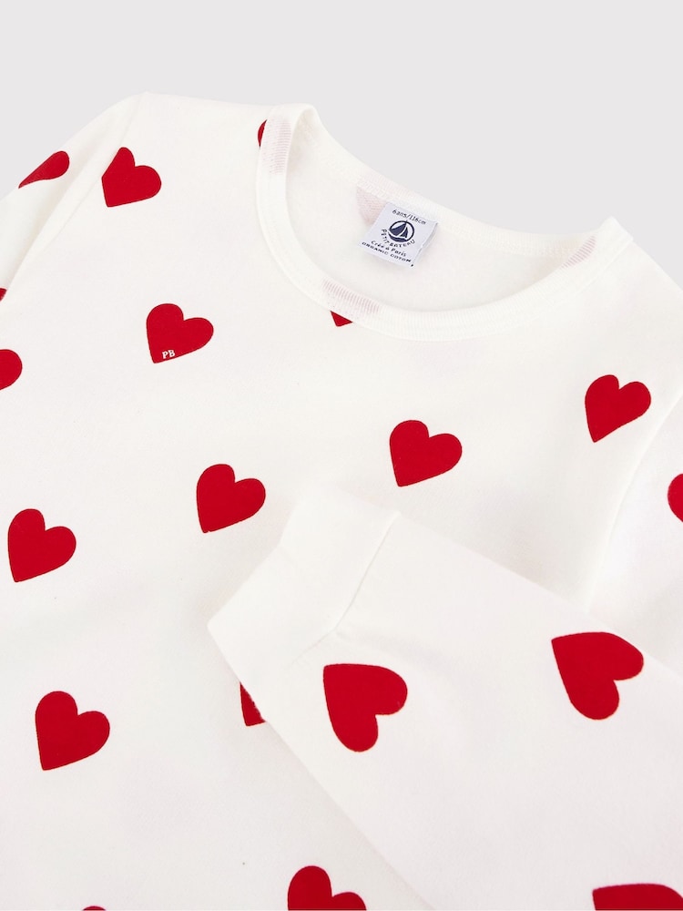 Petit Bateau White Heart 100% Cotton Pyjamas - Image 7 of 7
