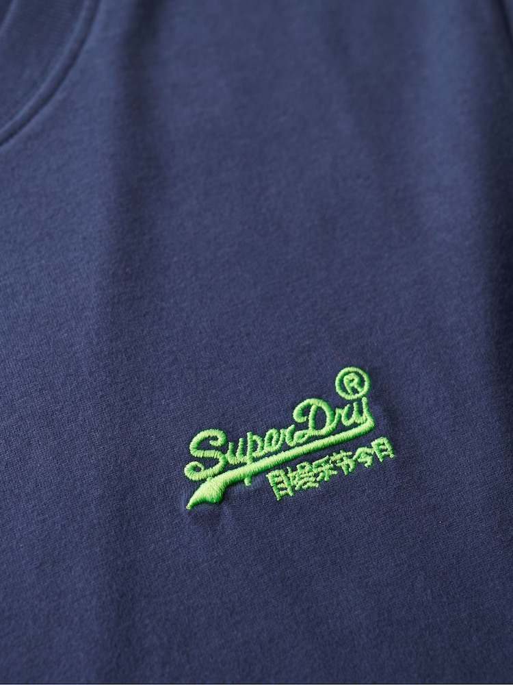 Superdry Navy Lime Essential Logo Embroidery T-Shirt - Image 5 of 5