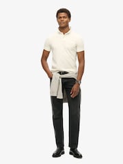 Superdry Destroy Chalk White Vint Destroy 100% Cotton Polo Shirt - Image 2 of 4