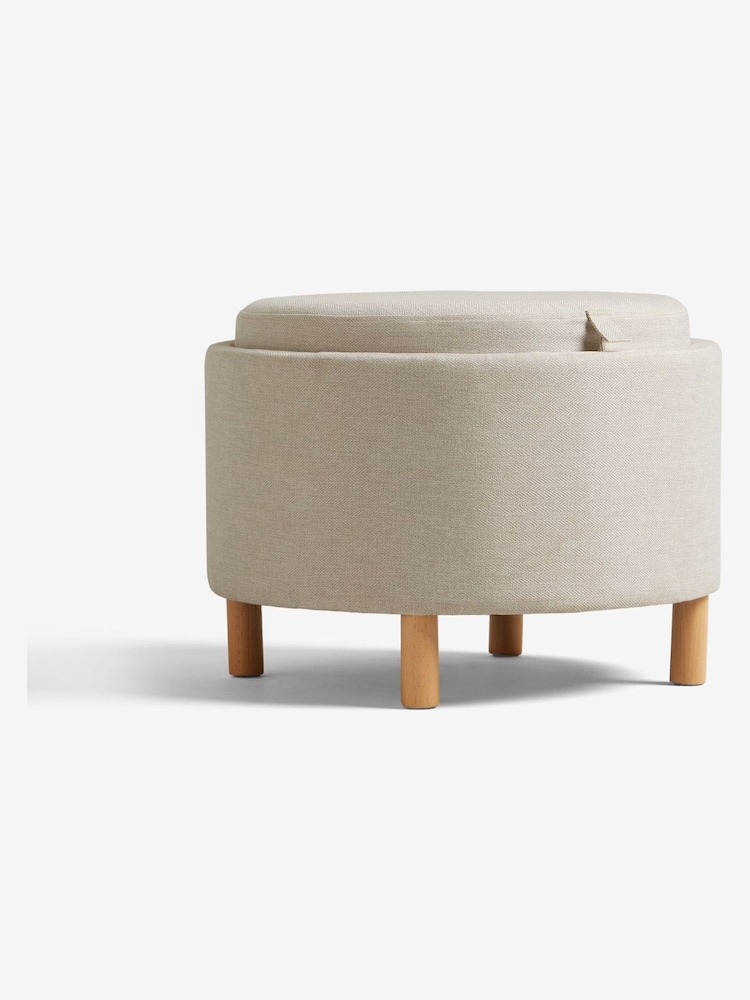 Contemporary Tweed Natural Ashton Storage Stool - Image 2 of 7