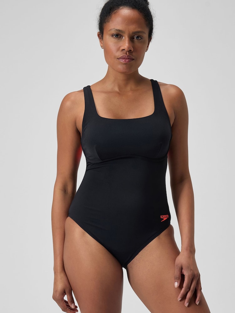 Speedo Black Flex Band Womens Swimsuit With Built In Swim Bra - Image 1 of 9