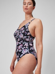 Speedo Black Printed Womens Shaping Strappy 1 Piece Swimsuit - Image 4 of 9