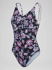 Speedo Black Printed Womens Shaping Strappy 1 Piece Swimsuit - Image 7 of 9