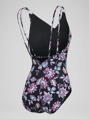 Speedo Black Printed Womens Shaping Strappy 1 Piece Swimsuit - Image 8 of 9