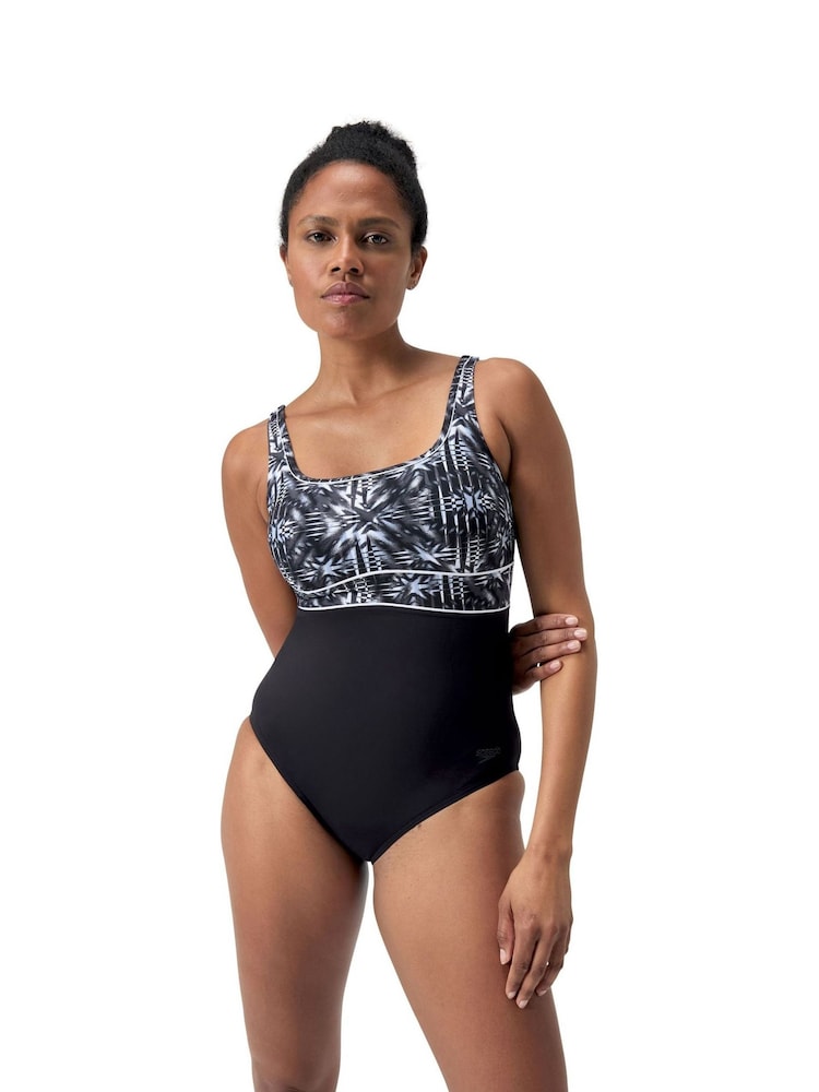 Speedo Black Shaping Womens ContourEclipse Printed Swimsuit - Image 1 of 7
