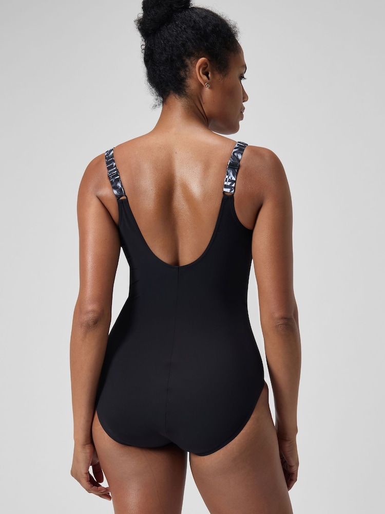 Speedo Black Shaping Womens LunaLustre Printed 1 Piece Swimsuit - Image 2 of 7 Speedo Black Shaping Womens LunaLustre Printed 1 Piece Swimsuit - Image 2 of 7