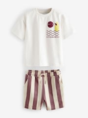 Purple 100% Cotton T-Shirt And Shorts Set (3mths-7yrs) - Image 5 of 7