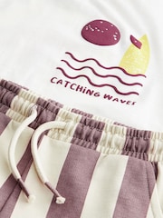 Purple 100% Cotton T-Shirt And Shorts Set (3mths-7yrs) - Image 7 of 7