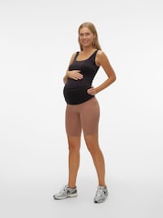 Mamalicious Brown High Waisted Over the Bump Cycling Shorts - Image 1 of 6
