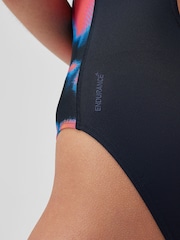 Speedo Womens Blue All-Over Fixed Crossback Swimsuit - Image 4 of 5