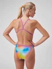 Speedo Womens Pink All-Over Digital V-Back Swimsuit - Image 2 of 5