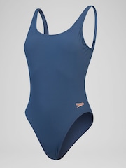 Speedo Blue Womens Textured Deep U-Back Swimsuit - Image 6 of 9