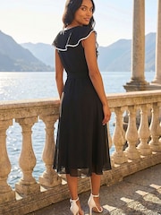 Roman Black Frill Contrast Tipped Midi Dress - Image 2 of 3