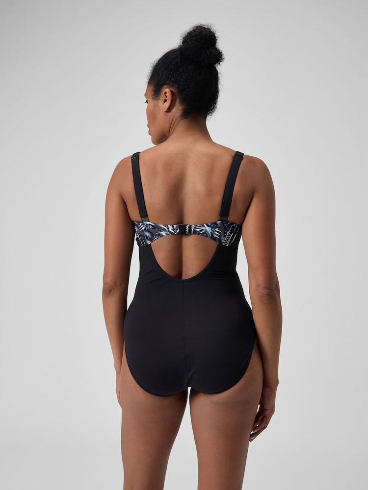 Speedo Black Printed Womens Shaping Opus Gem DD+ 1 Piece Swimsuit - Image 2 of 8