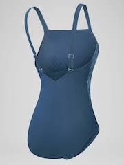 Speedo Blue Womens Shaping Printed Square Neck Swimsuit - Image 6 of 8