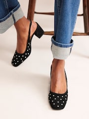 Boden Black Slingback Mid-Heel Pumps - Image 4 of 5