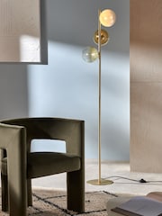 MADE.COM Brass/Green Ombre Globe Floor Lamp - Image 1 of 5