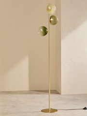 MADE.COM Brass/Green Ombre Globe Floor Lamp - Image 2 of 5