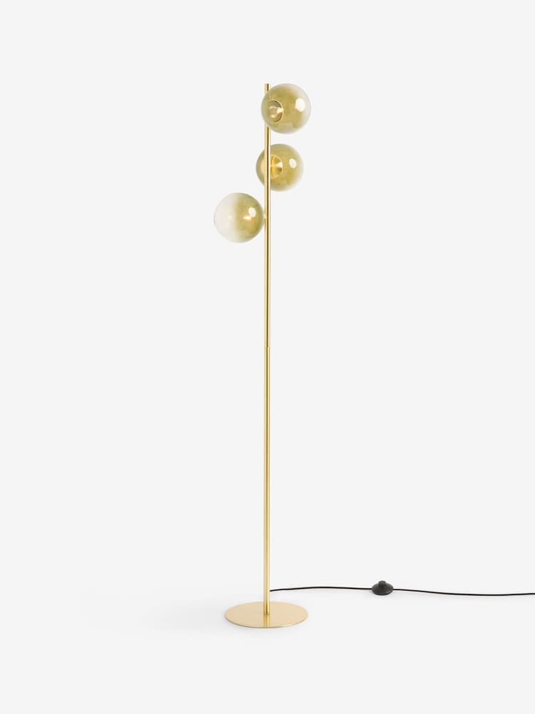 MADE.COM Brass/Green Ombre Globe Floor Lamp - Image 5 of 5