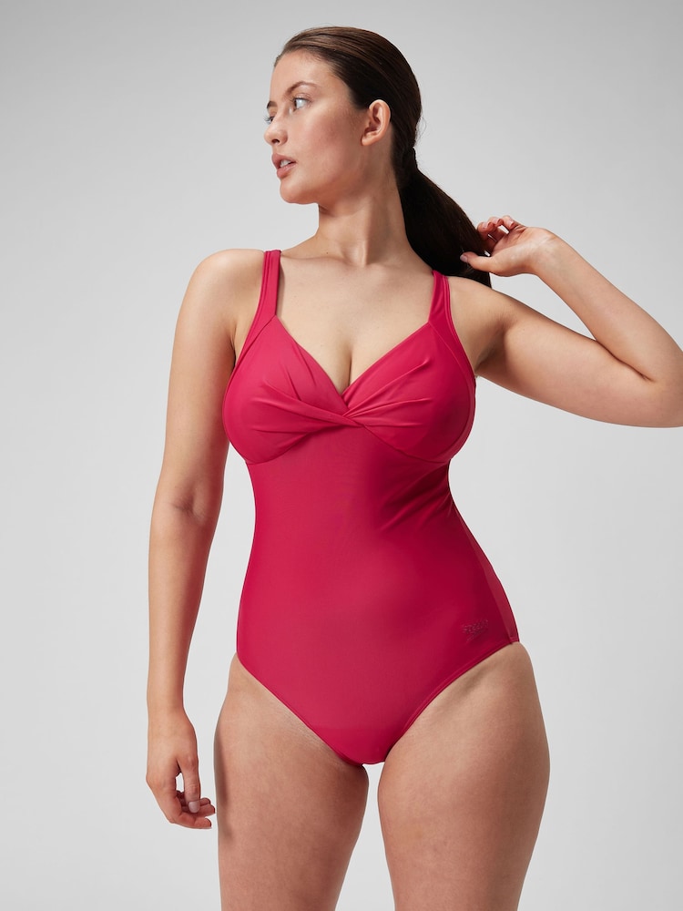 Speedo Damen 1-teiliger, figurformender Badeanzug mit Knotendetail - Bild 1 von 7