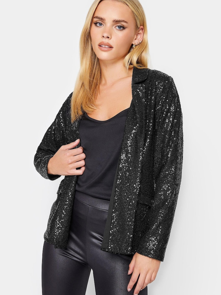 PixieGirl Petite Black Sequin Blazer - Image 1 of 4