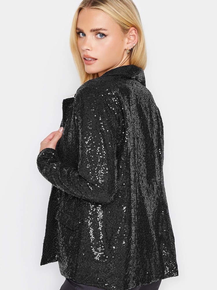 PixieGirl Petite Black Sequin Blazer - Image 2 of 4