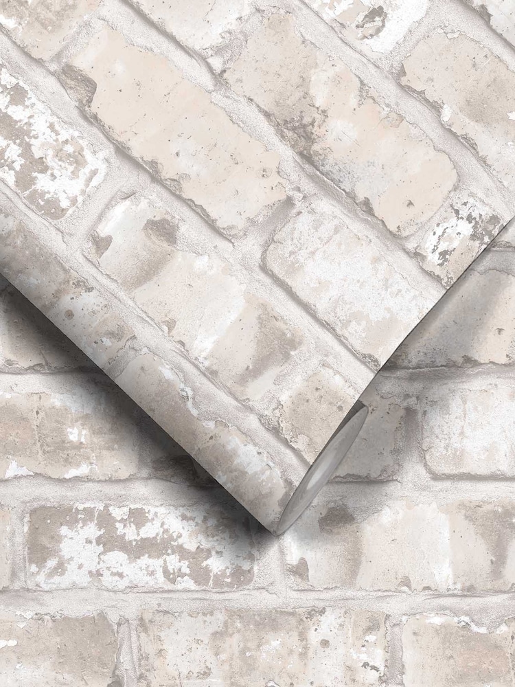 Woodchip & Magnolia Natural Edgworth Brick Wallpaper - Image 2 of 4