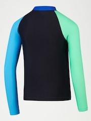 Speedo Boys Colourblock Rash Top and Jammer Black Set - Image 2 of 6