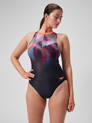 Speedo Womens Printed Hydrasuit Black Swimsuit - Image 4 of 5