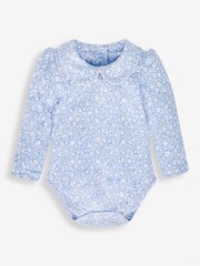 JoJo Maman Bébé Blue Girls' Ditsy Floral Peter Pan Baby Body - Image 1 of 2