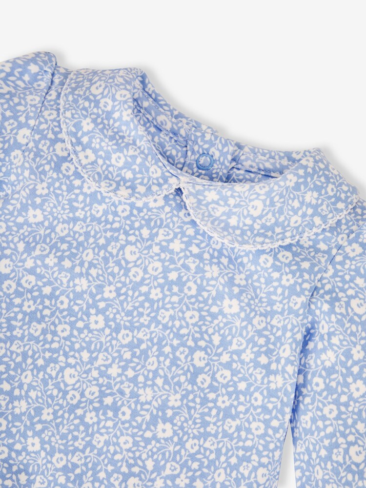 JoJo Maman Bébé Blue Girls' Ditsy Floral Peter Pan Baby Body - Image 2 of 2