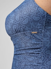 Speedo Blue Womens Shaping Printed V-Neck Swimsuit 1 Piece - Image 7 of 7
