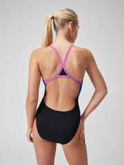 Speedo Black Placement Digital Turnback Womens Swimsuit - Image 2 of 5