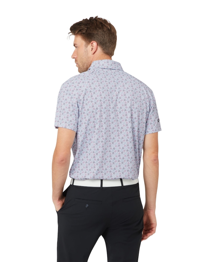 Callaway Apparel Making Flowers Print White Polo Shirt - Image 2 of 6 Callaway Apparel Making Flowers Print White Polo Shirt - Image 2 of 6