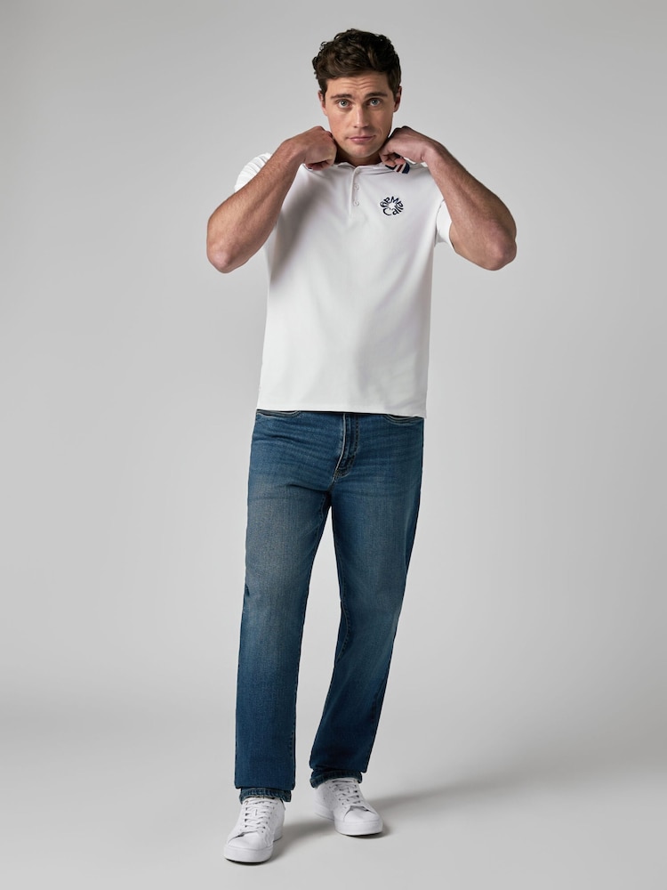 Callaway Apparel White Triple Track Blocked Polo Shirt - Imaginea 1 din 5