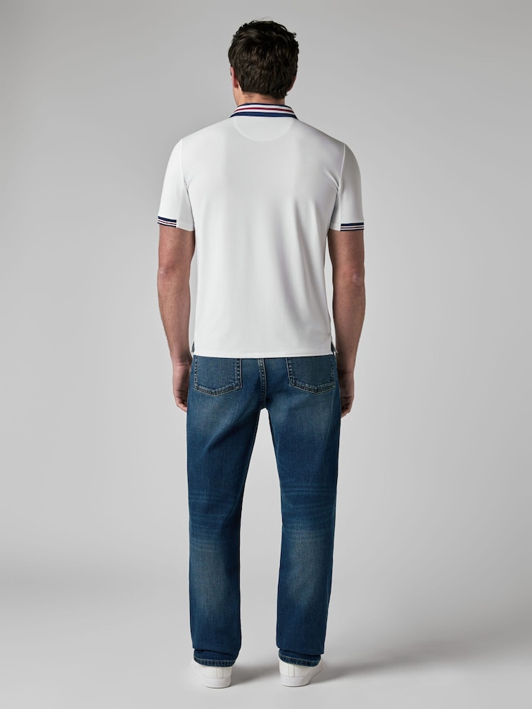 Callaway Apparel White Triple Track Blocked Polo Shirt - Imaginea 2 din 5
