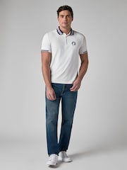 Callaway Apparel White Triple Track Blocked Polo Shirt - Imaginea 3 din 5