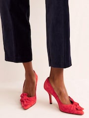 Boden Red Suede Bow Heeled Courts - Image 1 of 4