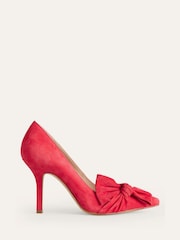 Boden Red Suede Bow Heeled Courts - Image 2 of 4