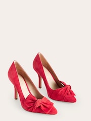 Boden Red Suede Bow Heeled Courts - Image 3 of 4
