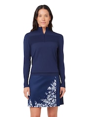 Callaway Apparel Blue 1/4 Zip Pullover Sweater With Ribbed Detailing - Slika 1 iz 6