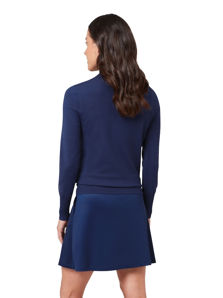 Callaway Apparel Blue 1/4 Zip Pullover Sweater With Ribbed Detailing - Slika 2 iz 6