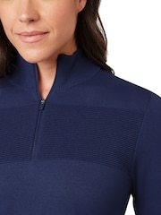 Callaway Apparel Blue 1/4 Zip Pullover Sweater With Ribbed Detailing - Slika 4 iz 6