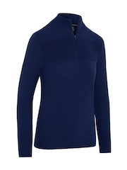 Callaway Apparel Blue 1/4 Zip Pullover Sweater With Ribbed Detailing - Slika 5 iz 6