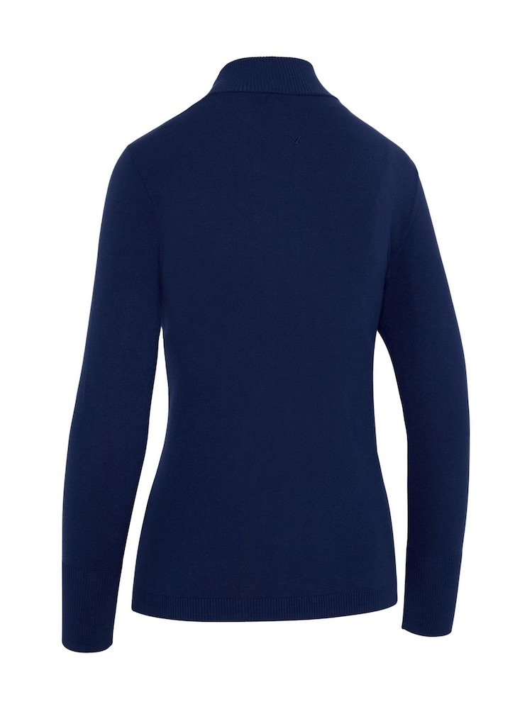 Callaway Apparel Blue 1/4 Zip Pullover Sweater With Ribbed Detailing - Slika 6 iz 6